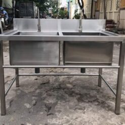 Chậu rửa inox công nghiệp 2 hố chậu